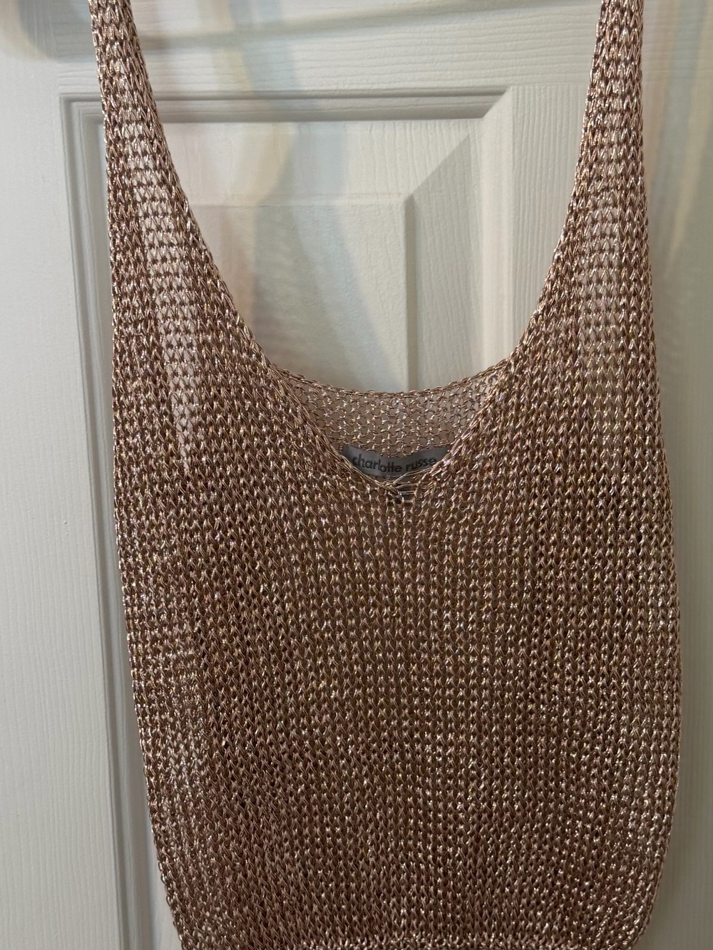 Charlotte Russe Rose Gold Metallic Knit Tank